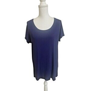 FELINA Women's M 1763393 BLUE (ASTRAL AURA) RIBBED SCOOP NECK TUNIC TOP Purple